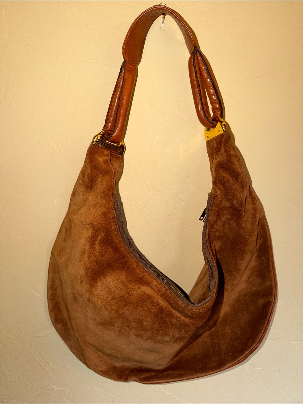 Vintage Suede Hobo Shoulder Bag in Brown JS-113